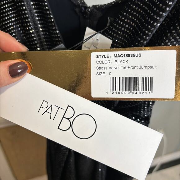 NWT Patbo Strass Velvet Tie-Front Jumpsuit - Picture 10 of 12